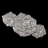 Rhinestone Covered Flower Bridal Wedding Hair Barrette in Antique Silver 70963