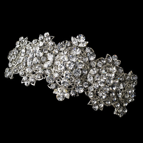 Silver Clear Bridal Wedding Hair Barrette 8337