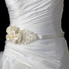 Intricate Rhinestone & Pearl Beaded Lace Flower Bridal Wedding Sash Belt 1