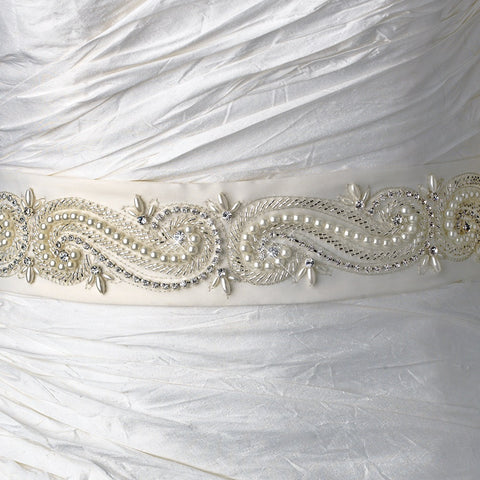 Pearl & Rhinestone Bridal Wedding Sash Belt 16