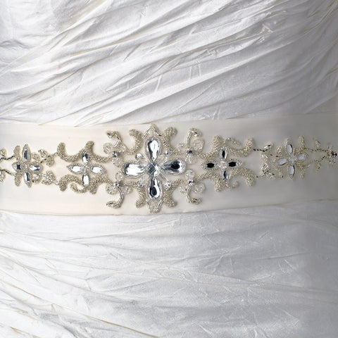 Crystals, Beads & Rhinestone Accented Bridal Wedding Sash Belt 4