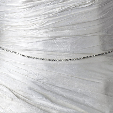 Square Style Silver Clear Rhinestone Sash Bridal Wedding Belt 9003