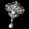 * Silver Clear Bridal Wedding Brooch 44