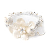 Fabric Flower Bridal Wedding Bracelet with Pearl & Rhinestone Accents 10001