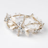 Light Gold Rum Pink Crystal Rhinestone Leaf Bridal Wedding Bracelet 10004