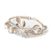 Light Gold & Champagne Rhinestone Pearl Leaf Bridal Wedding Bracelet 10006