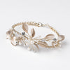 Light Gold & Champagne Rhinestone Pearl Leaf Bridal Wedding Bracelet 10006