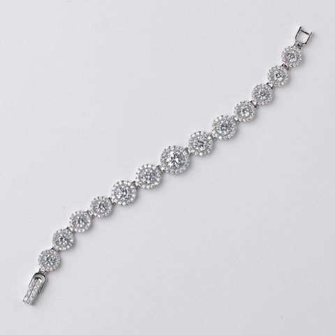 Rhodium Clear Graduating Circle CZ Bridal Wedding Bracelet 4542