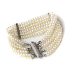 Rhodium Ivory 6 Row Pearl Stretch Bridal Wedding Bracelet 82065