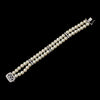 Rhodium CZ Double Row Ivory Pearl Bridal Wedding Bracelet 82066