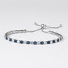 Rhodium Clear & Sapphire CZ Adjustable Bridal Wedding Bracelet 82069