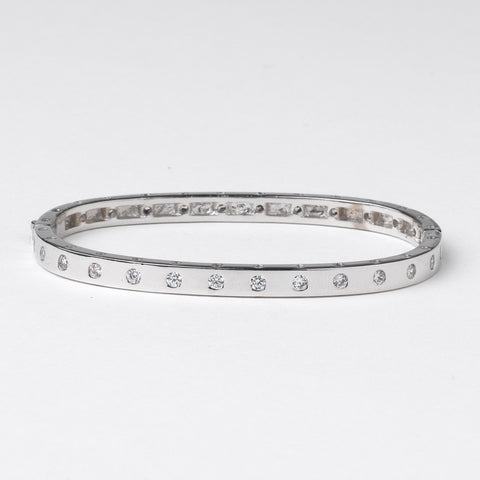 Rhodium Clear CZ Bangle Bridal Wedding Bracelet 82080