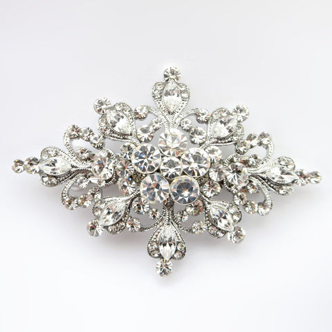 Rhodium Silver Rhinestone Vintage Bridal Wedding Hair Accent Bridal Wedding Hair Barrette 7001