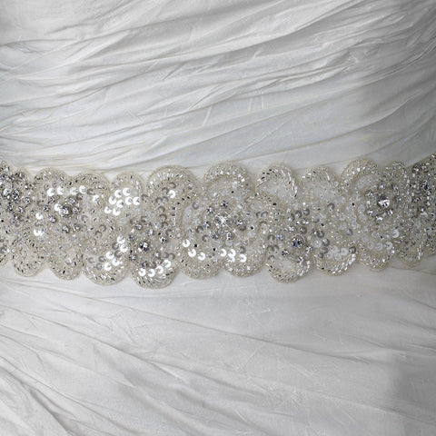 Beaded Sequin Rhinestone Bridal Wedding Belt 294