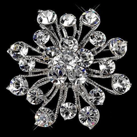 Elegant Vintage Crystal Bridal Wedding Hair Pin for Bridal Wedding Hair or Gown Bridal Wedding Brooch 10 Antique Silver Clear