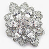 Rhodium Silver Clear Vintage Bridal Wedding Brooch 1001