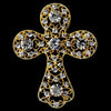 * Gold Clear Rhinestones Cross Bridal Wedding Brooch 105