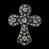 * Antique Silver Clear Rhinestone Cross Bridal Wedding Brooch 105
