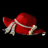 * Red Hat Society Gold with Rhinestones Bridal Wedding Brooch 123