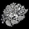 Antique Silver Clear Rhinestone Bridal Wedding Brooch 129