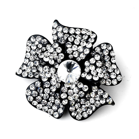 * Black Clear Rhinestone Bridal Wedding Brooch 130