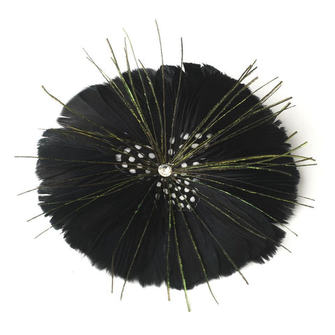 * Black Feather Bridal Wedding Brooch 132