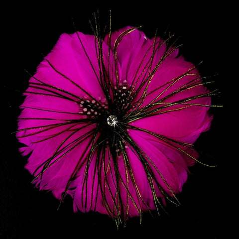 * Fuchsia Feather Bridal Wedding Brooch 132