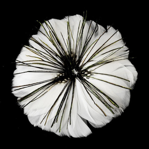 * White Feather Bridal Wedding Brooch 132