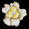 Gold Yellow Flower with White Pearl Bridal Wedding Brooch 146