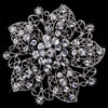 Antique Silver Flower with Rhinestones Bridal Wedding Brooch 156