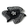 Black Clear Rhinestone Flower Bridal Wedding Brooch 168