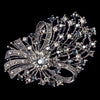Rhodium Smoke Black Rhinestone Bow Bridal Wedding Brooch