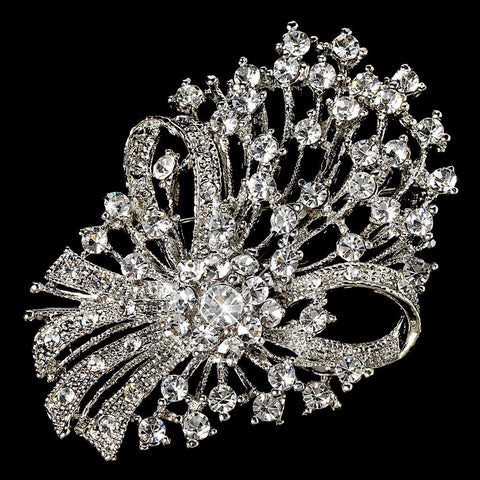 Elegant Vintage Crystal Bridal Wedding Hair Pin for Bridal Wedding Hair or Gown Bridal Wedding Brooch 17 Antique Silver Clear