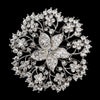 Antique Silver Clear Rhinestone Bridal Wedding Brooch 193