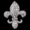 Antique Silver Clear Fleur De Lis Rhinestone Bridal Wedding Brooch 203