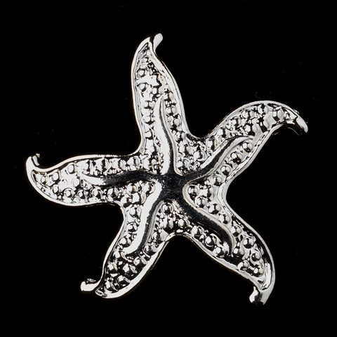 Silver Two Tone Starfish Bridal Wedding Brooch 204
