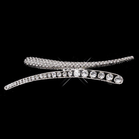 Antique Silver Clear Rhinestone Bridal Wedding Brooch 207