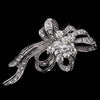 Antique Silver Clear Rhinestone Bridal Wedding Brooch 210