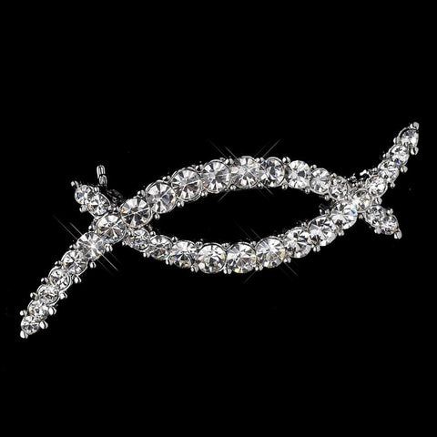 * Silver Clear Rhinestone Bridal Wedding Brooch 219