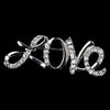 Antique Silver Clear Rhinestone Love Bridal Wedding Brooch 221