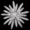 Antique Silver Clear Rhinestone Starburst Bridal Wedding Brooch 225