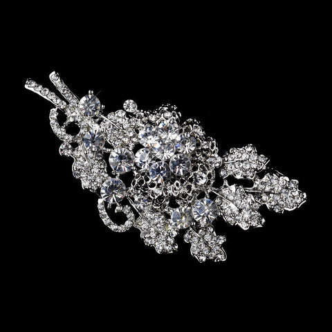 Antique Silver Clear Rhinestone Bridal Wedding Bouquet Bridal Wedding Brooch 226
