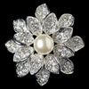 Antique Rhodium Silver Ivory Pearl Bridal Wedding Brooch 234