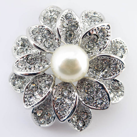 Antique Rhodium Silver Ivory Pearl Bridal Wedding Brooch 234