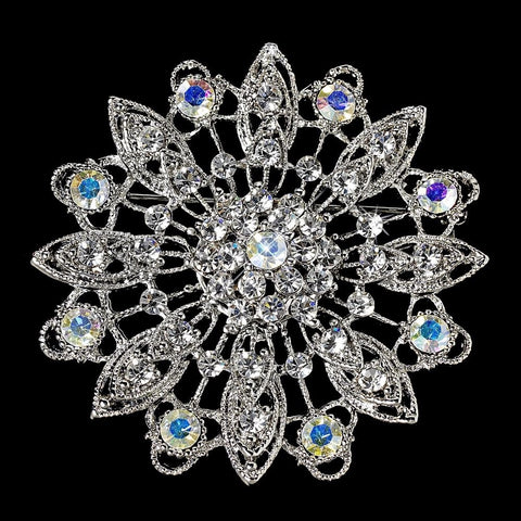 Elegant Vintage Crystal Bridal Wedding Hair Pin for Bridal Wedding Hair or Gown Bridal Wedding Brooch 27 Antique Silver with Clear and AB Rhinestones