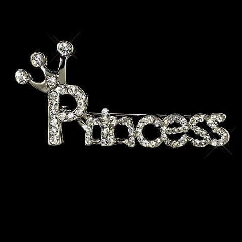 * Silver Princess Rhinestone Bridal Wedding Brooch 30110