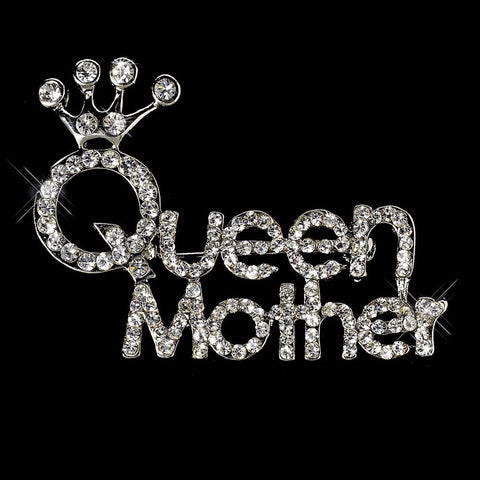 * Silver Queen Mother Rhinestone Bridal Wedding Brooch 30112