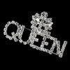 Silver Clear Rhinestone Queen Bridal Wedding Brooch 30113