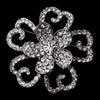 Three Layer Antique Silver Rhinestone Flower Bridal Wedding Brooch 30432