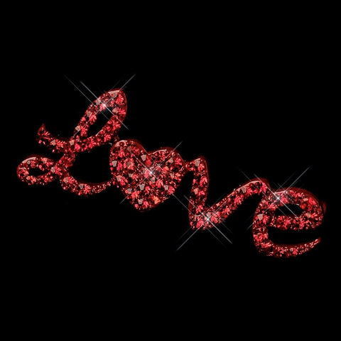 * Silver Red Love Heart Rhinestone Bridal Wedding Brooch 30686